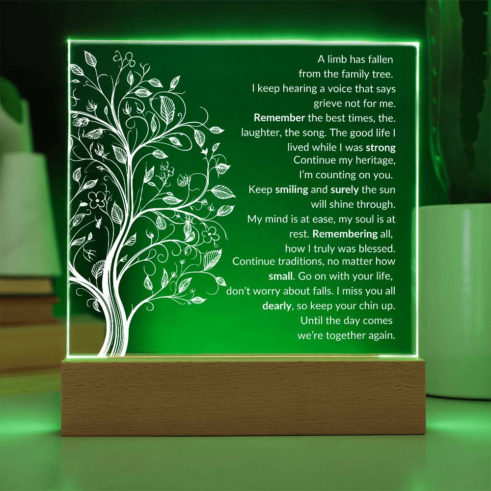 A limb has fallen Acrylic Plaque Battery Powered LED Base Jewelry Giftinum