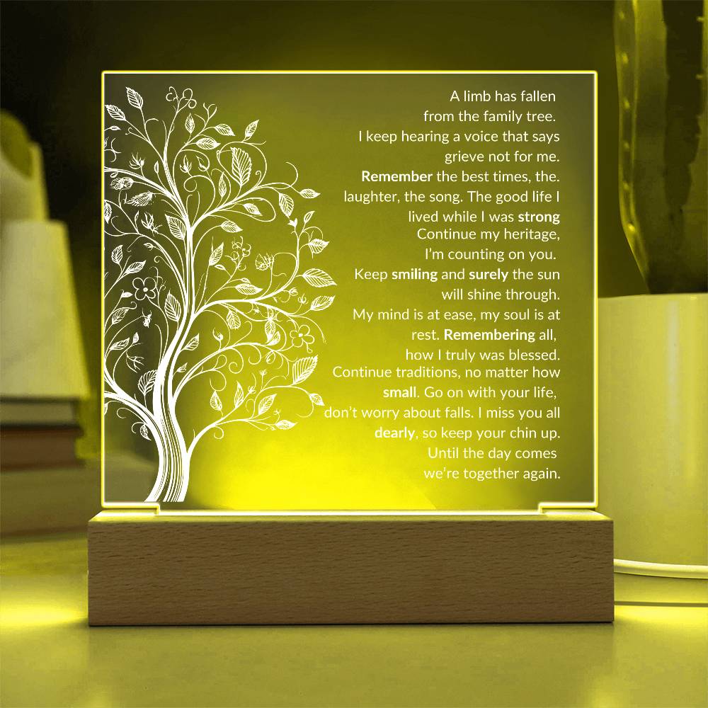 A limb has fallen Acrylic Plaque LED Corded Base Jewelry Giftinum