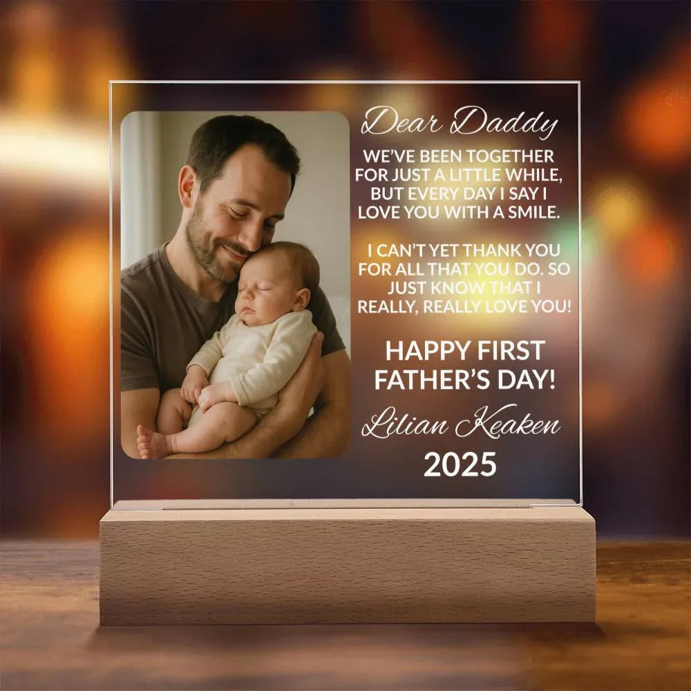 First Father’s Day Gift – Custom Photo Acrylic Plaque - Giftinum