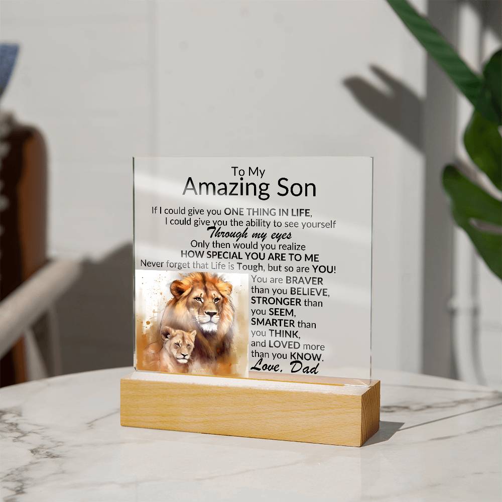 Amazing Son Acrylic Plaque | One thing in life (2) LED Corded Base Jewelry Giftinum