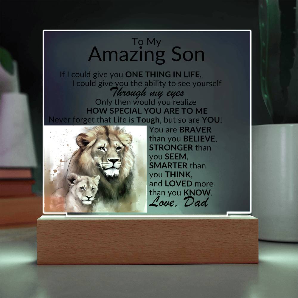 Amazing Son Acrylic Plaque | One thing in life (2) LED Corded Base Jewelry Giftinum