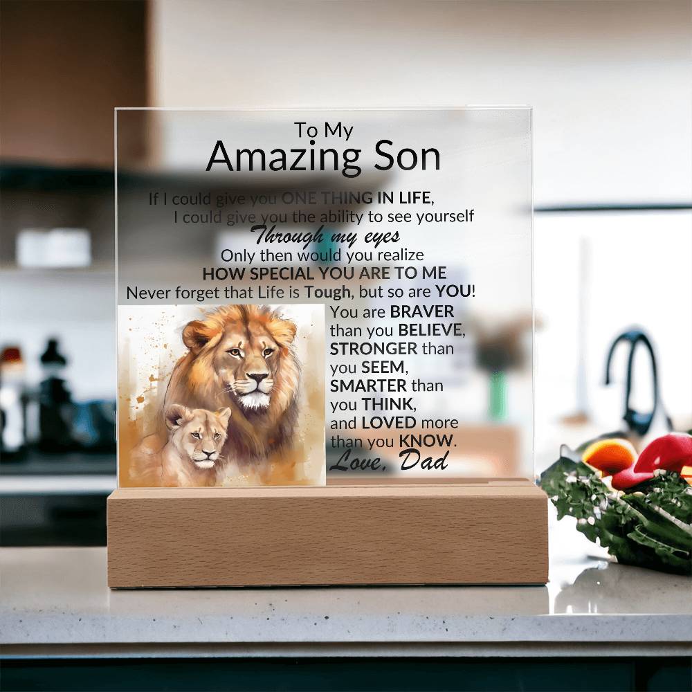 Amazing Son Acrylic Plaque | One thing in life (2) LED Corded Base Jewelry Giftinum