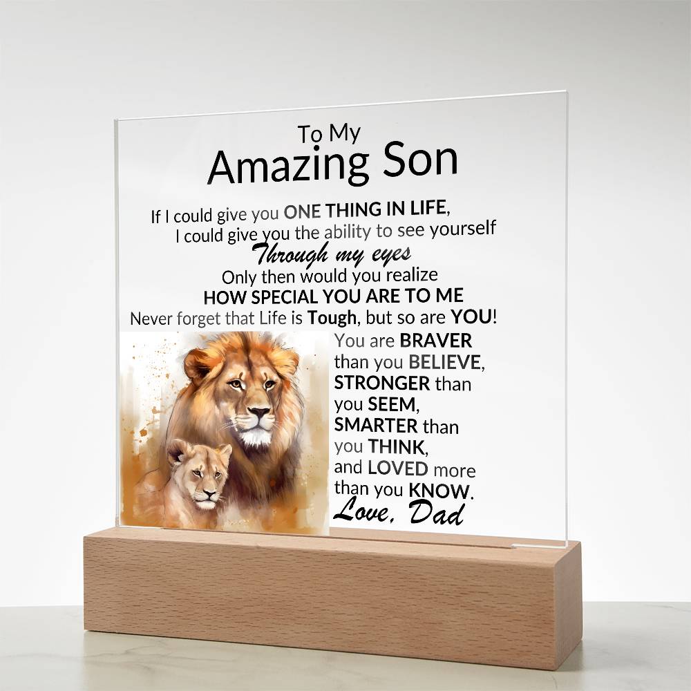 Amazing Son Acrylic Plaque | One thing in life (2) LED Corded Base Jewelry Giftinum