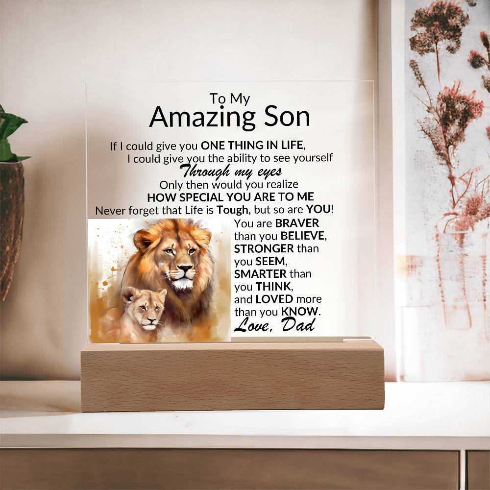 Amazing Son Acrylic Plaque | One thing in life (2) LED Corded Base Jewelry Giftinum