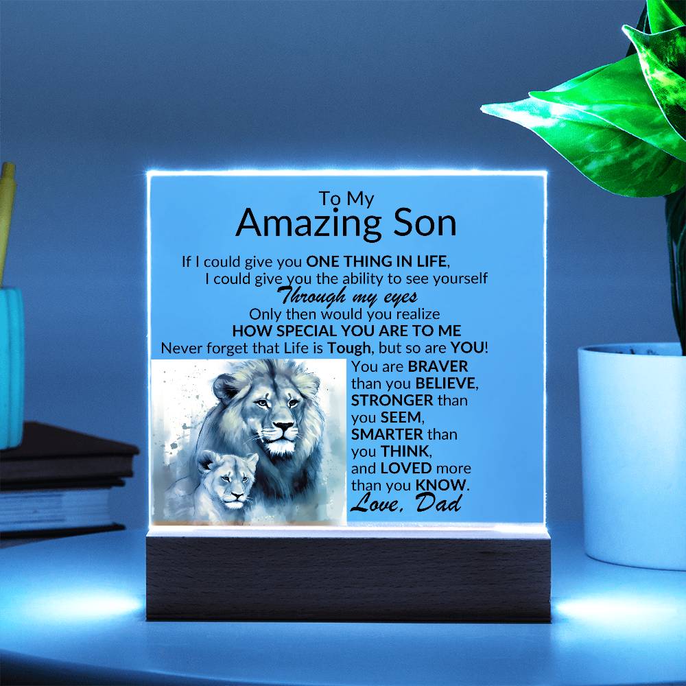 Amazing Son Acrylic Plaque | One thing in life (2) LED Corded Base Jewelry Giftinum
