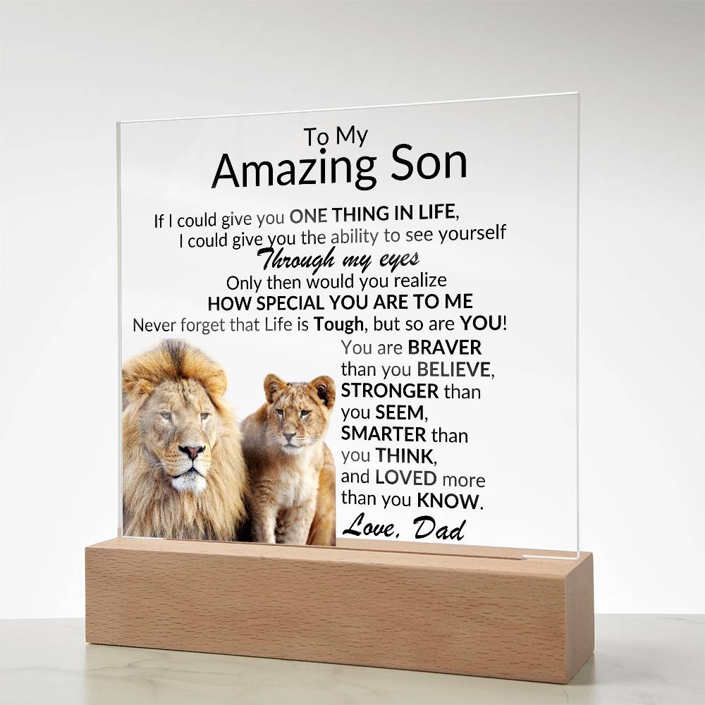 Amazing Son Acrylic Plaque | One thing in life LED Corded Base Jewelry Giftinum