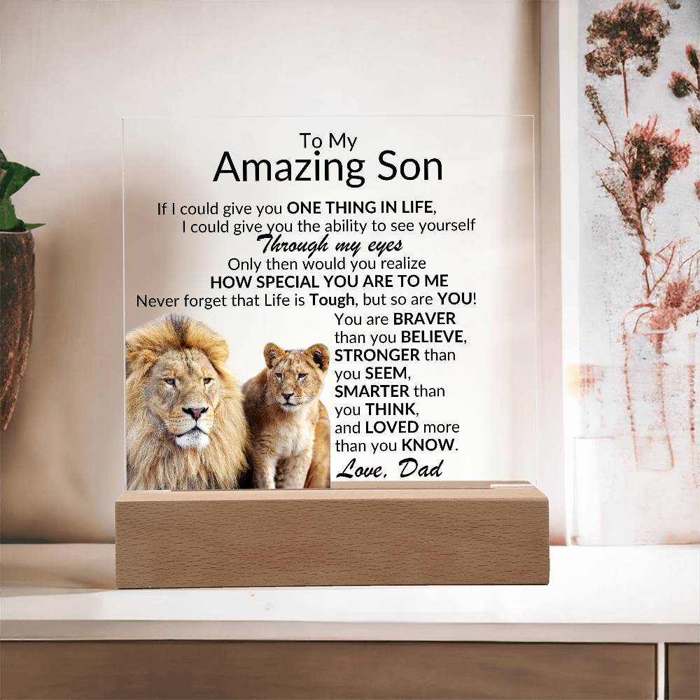 Amazing Son Acrylic Plaque | One thing in life LED Corded Base Jewelry Giftinum