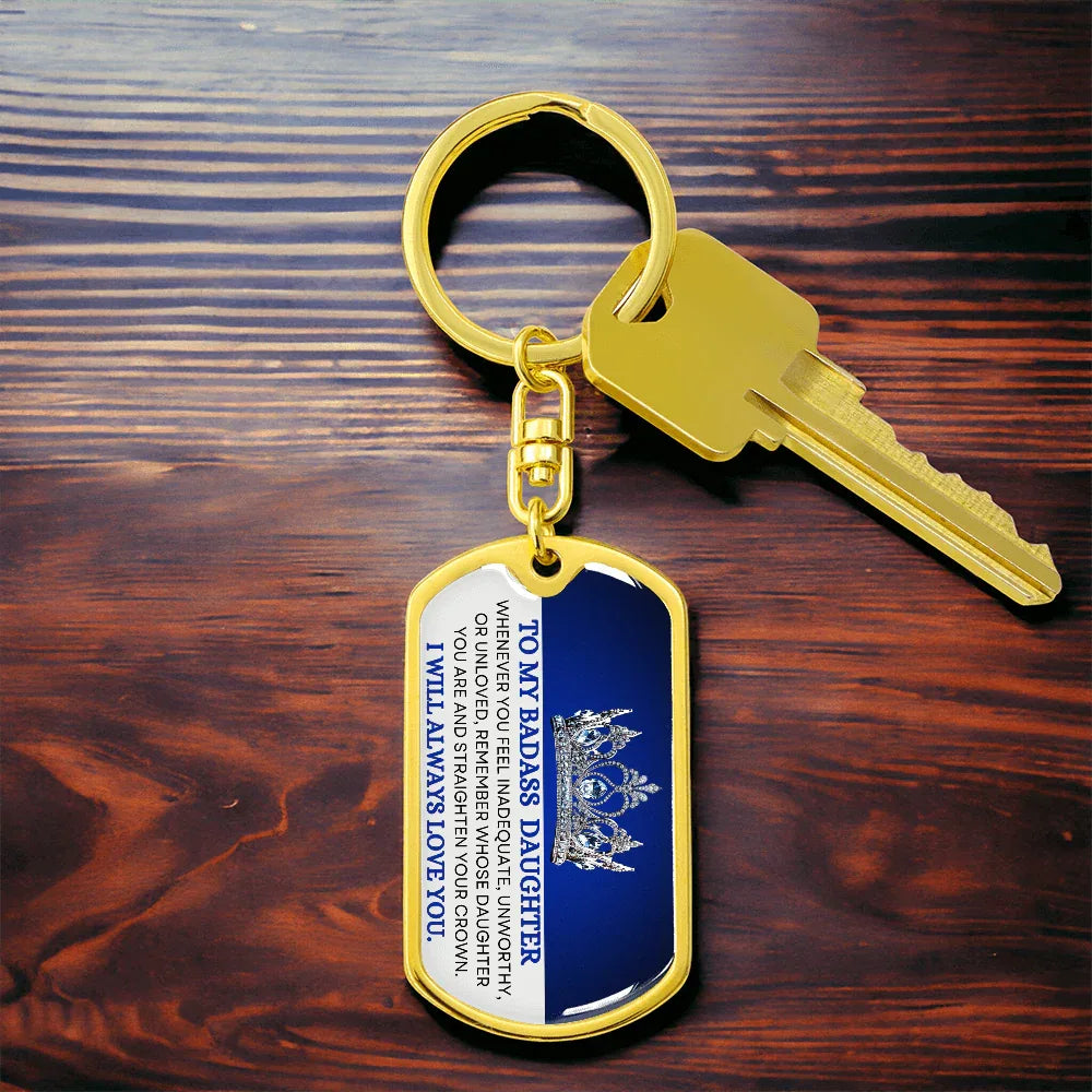 Badass Daughter Keychain | Straighten your crown 1 - Giftinum