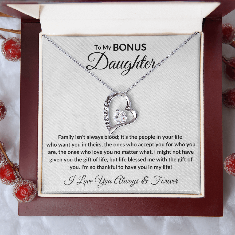 Bonus Daughter Forever Love Necklace - Family isn't always blood