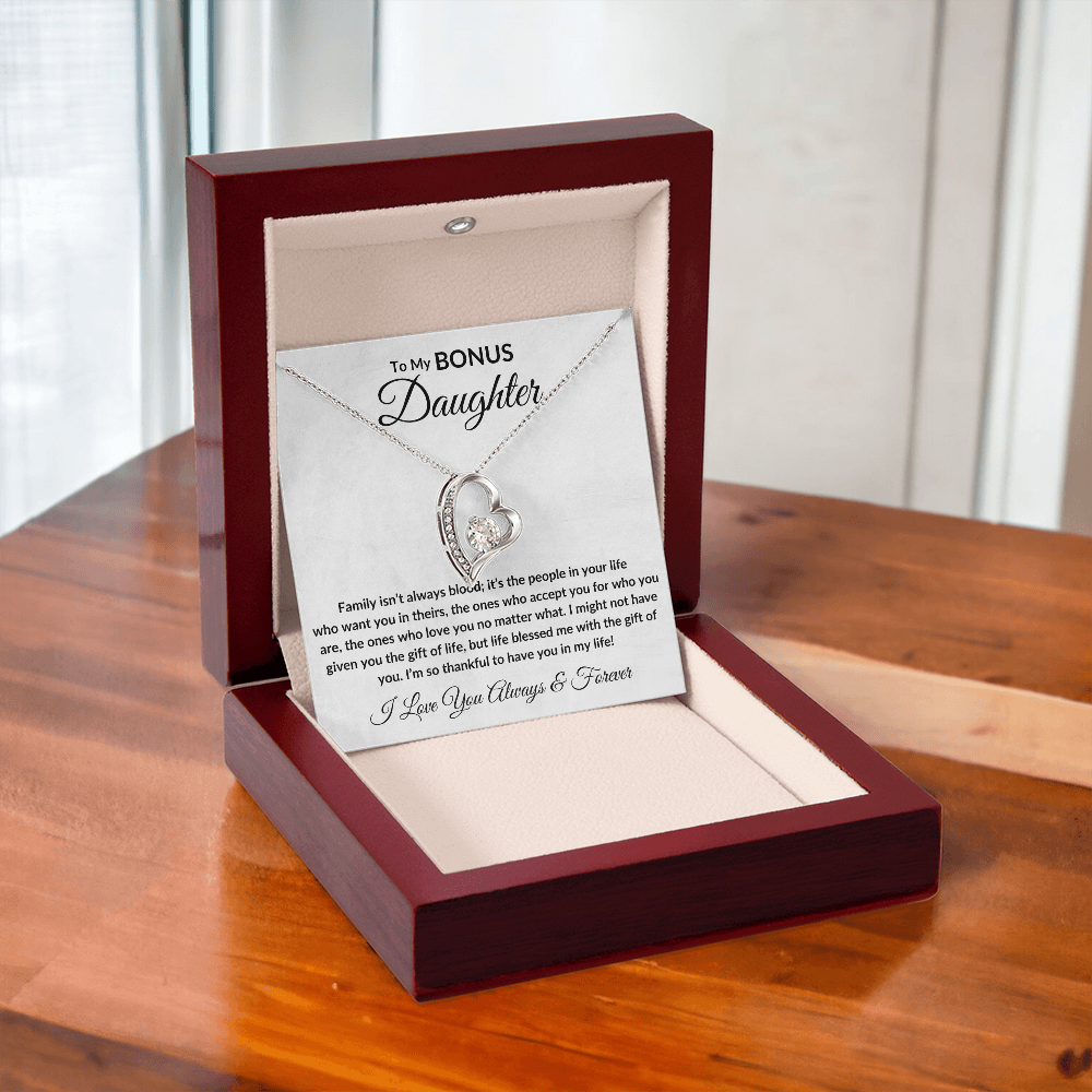 Bonus Daughter Forever Love Necklace - Family isn't always blood