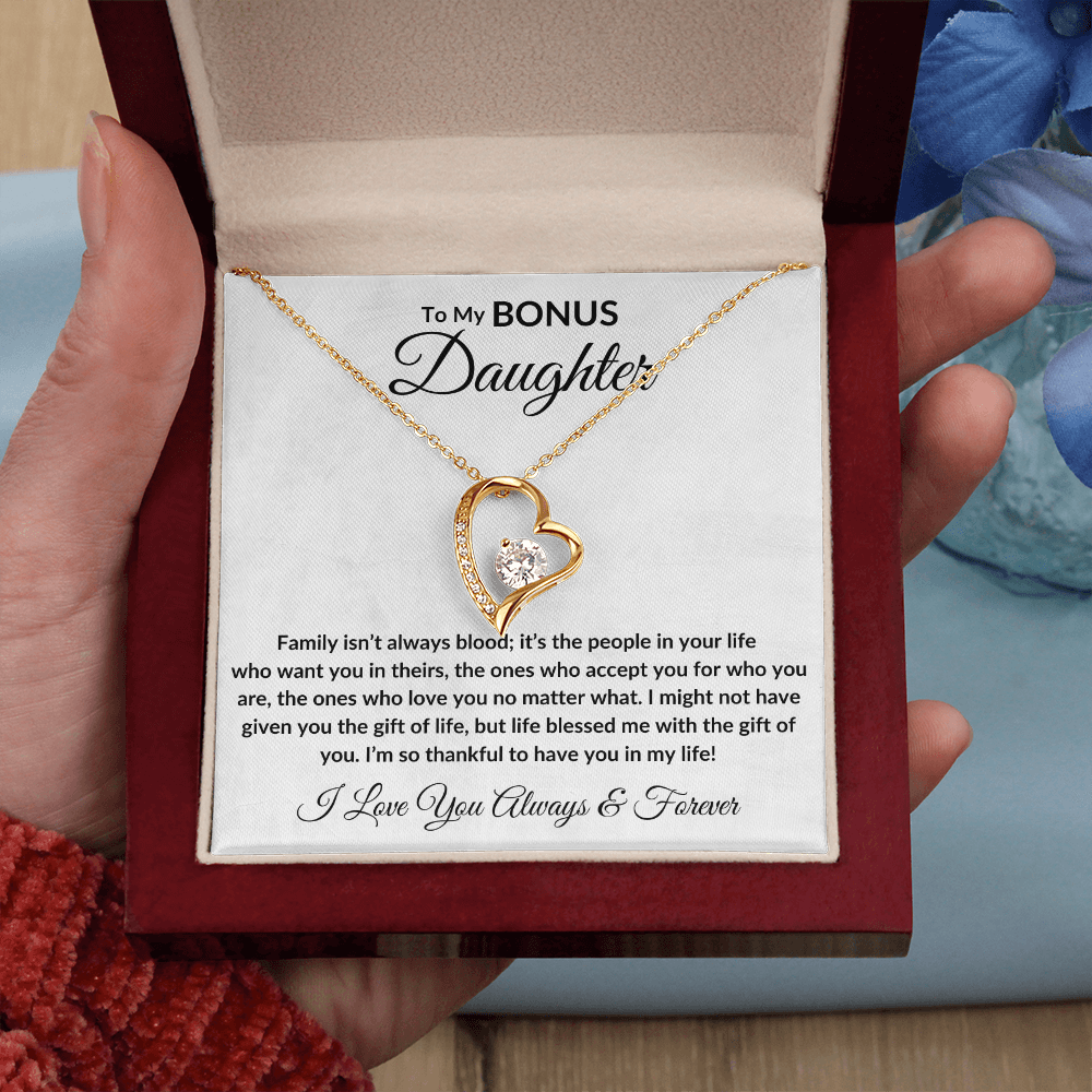 Bonus Daughter Forever Love Necklace - Family isn't always blood