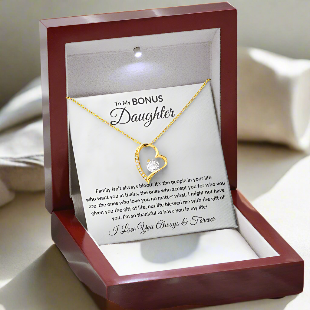 Bonus Daughter Forever Love Necklace - Family isn't always blood