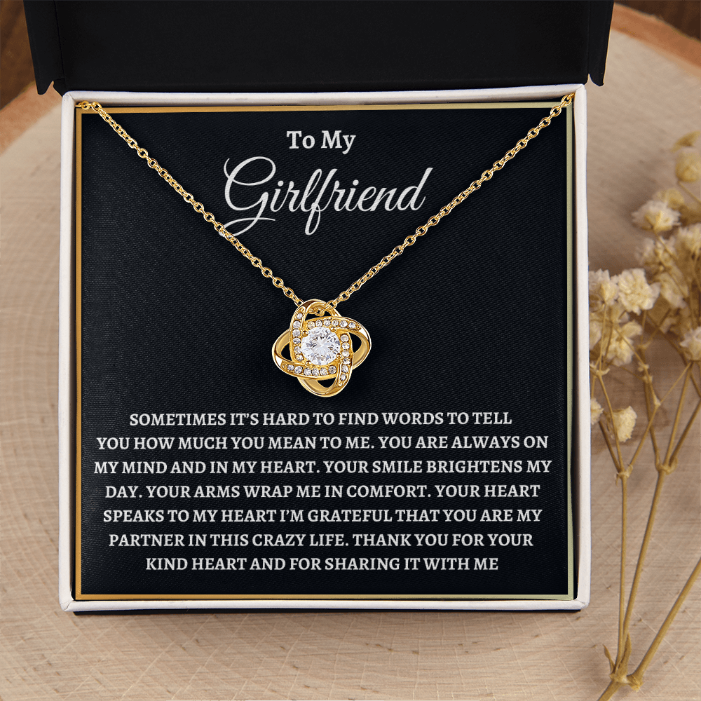 To My Girlfriend Necklace - "Hard To Find The Words" 18K Yellow Gold Finish / Standard Box Jewelry Giftinum