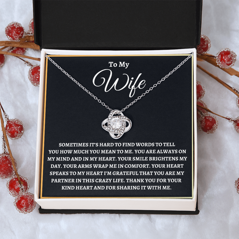 To My Wife Necklace - "Hard to Find the Words" 14K White Gold Finish / Standard Box Jewelry Giftinum