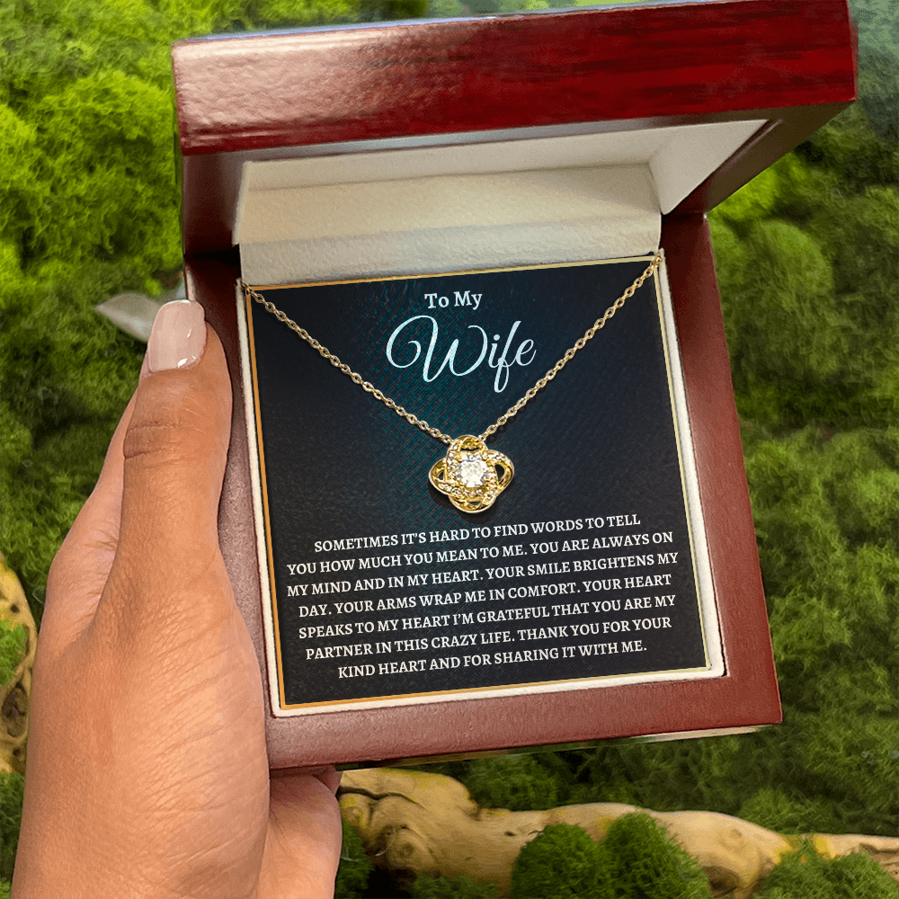 To My Wife Necklace - "Hard to Find the Words" 14K White Gold Finish / Standard Box Jewelry Giftinum