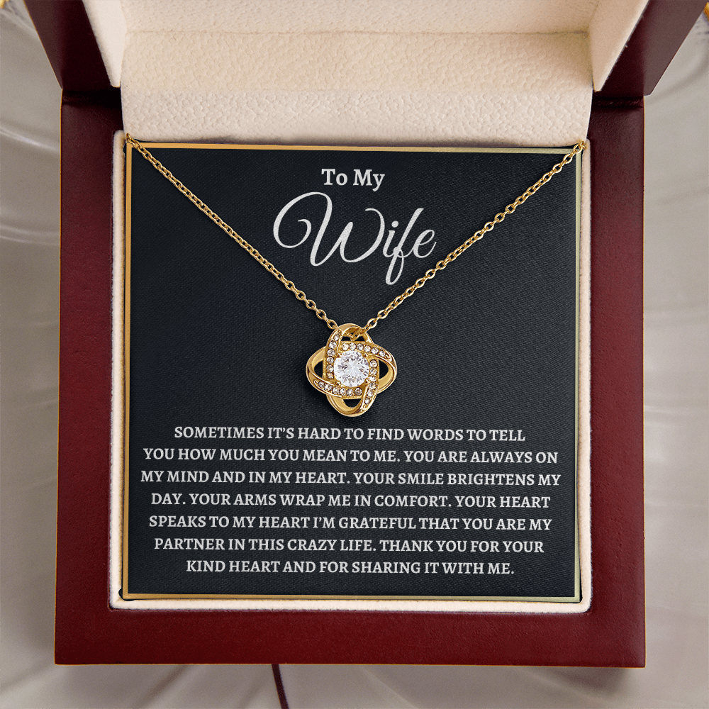 To My Wife Necklace - "Hard to Find the Words" 18K Yellow Gold Finish / Luxury Box Jewelry Giftinum