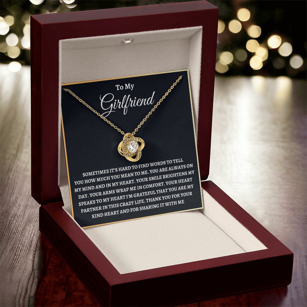 To My Girlfriend Necklace - "Hard To Find The Words" 18K Yellow Gold Finish / Luxury Box Jewelry Giftinum