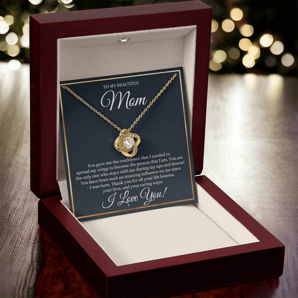 To My Beautiful Mom Necklace - You Gave Me The Confidense 18K Yellow Gold Finish / Luxury Box w/LED š„ Jewelry Giftinum