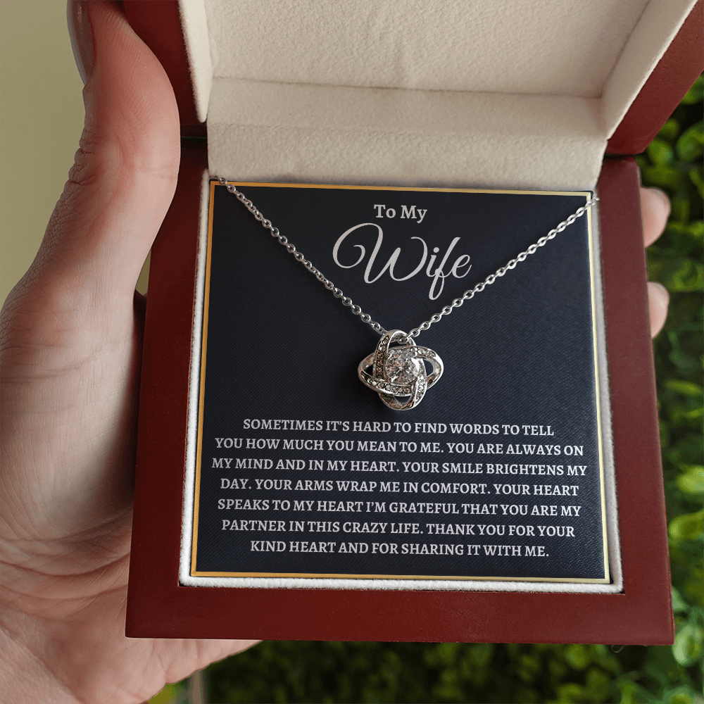 To My Wife Necklace - "Hard to Find the Words" 14K White Gold Finish / Standard Box Jewelry Giftinum