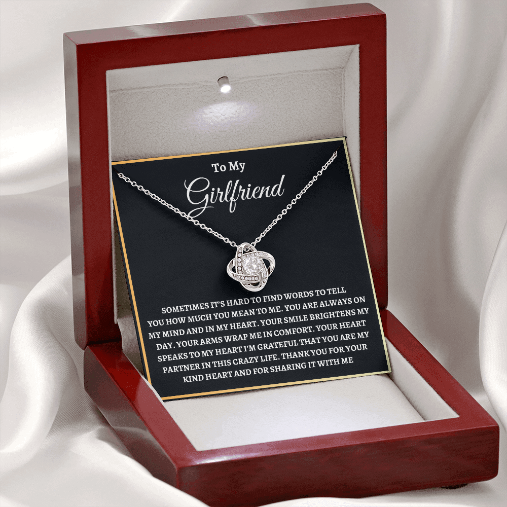 To My Girlfriend Necklace - "Hard To Find The Words" 14K White Gold Finish / Luxury Box Jewelry Giftinum