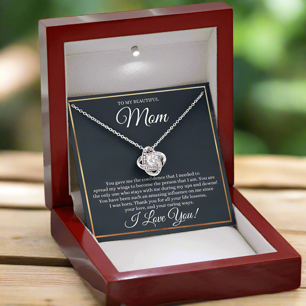 To My Beautiful Mom Necklace - You Gave Me The Confidense 14K White Gold Finish / Luxury Box w/LED š„ Jewelry Giftinum