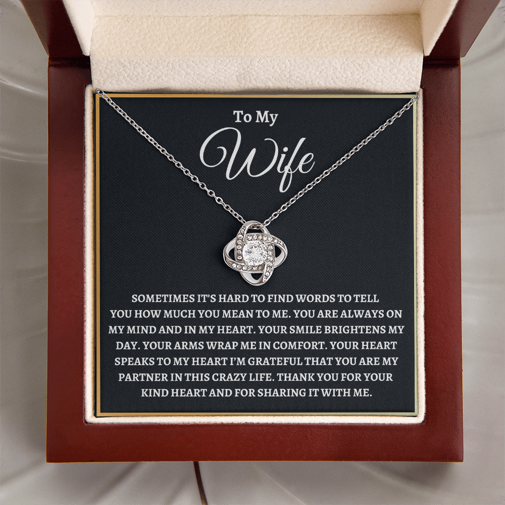 To My Wife Necklace - "Hard to Find the Words" 14K White Gold Finish / Standard Box Jewelry Giftinum