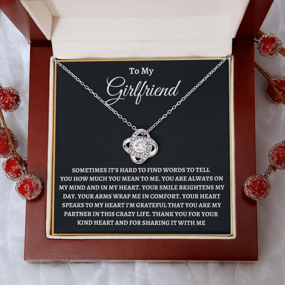 To My Girlfriend Necklace - "Hard To Find The Words" 14K White Gold Finish / Standard Box Jewelry Giftinum