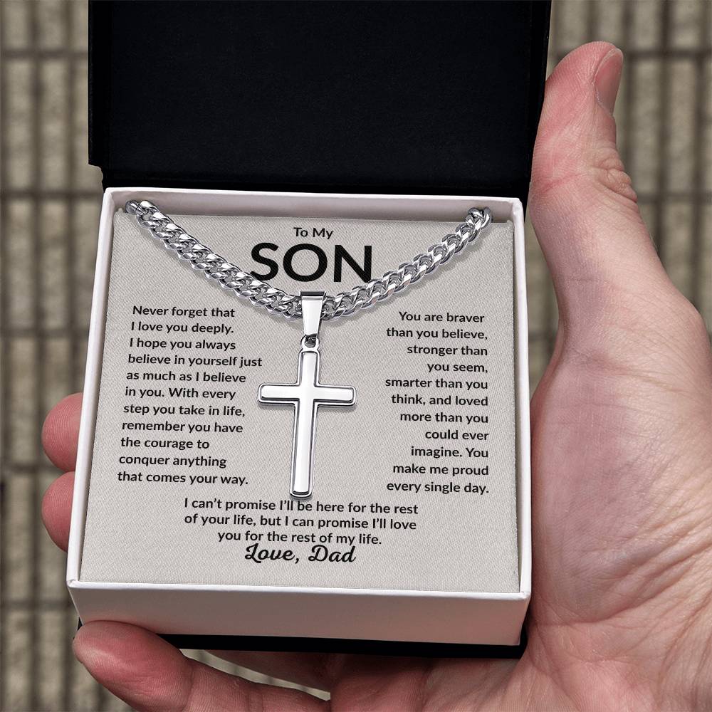 To My Son Cross Necklace Gift | A Father’s Love That Lasts Forever