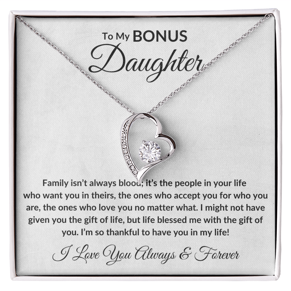 Bonus Daughter Forever Love Necklace - Family isn't always blood