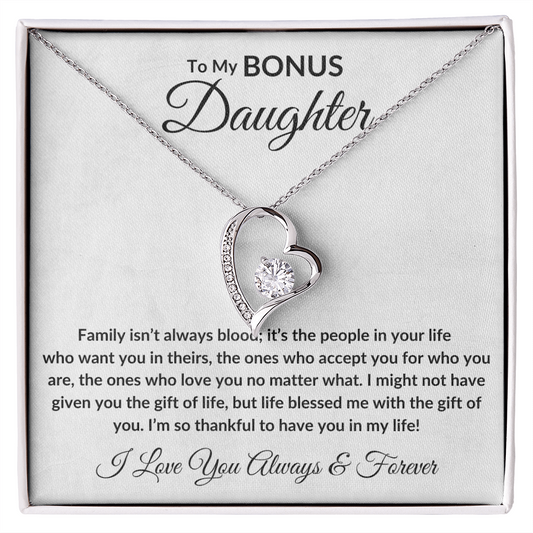 Bonus Daughter Forever Love Necklace - Family isn't always blood
