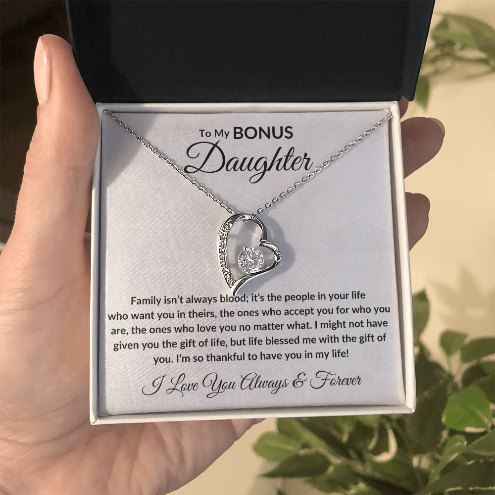 Bonus Daughter Forever Love Necklace - Family isn't always blood