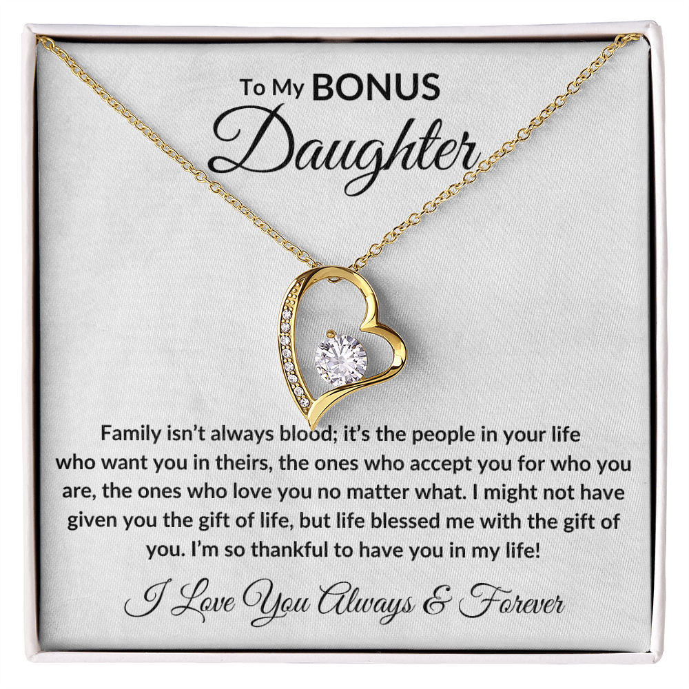 Bonus Daughter Forever Love Necklace - Family isn't always blood