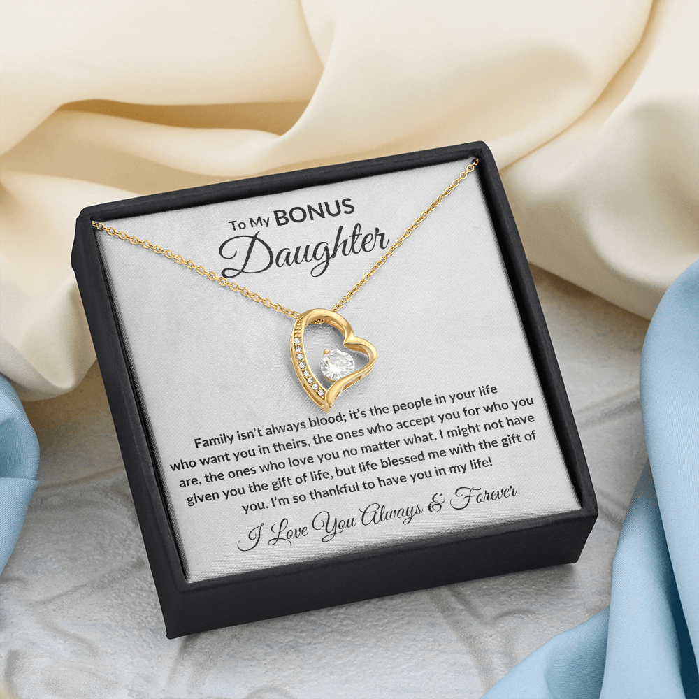 Bonus Daughter Forever Love Necklace - Family isn't always blood
