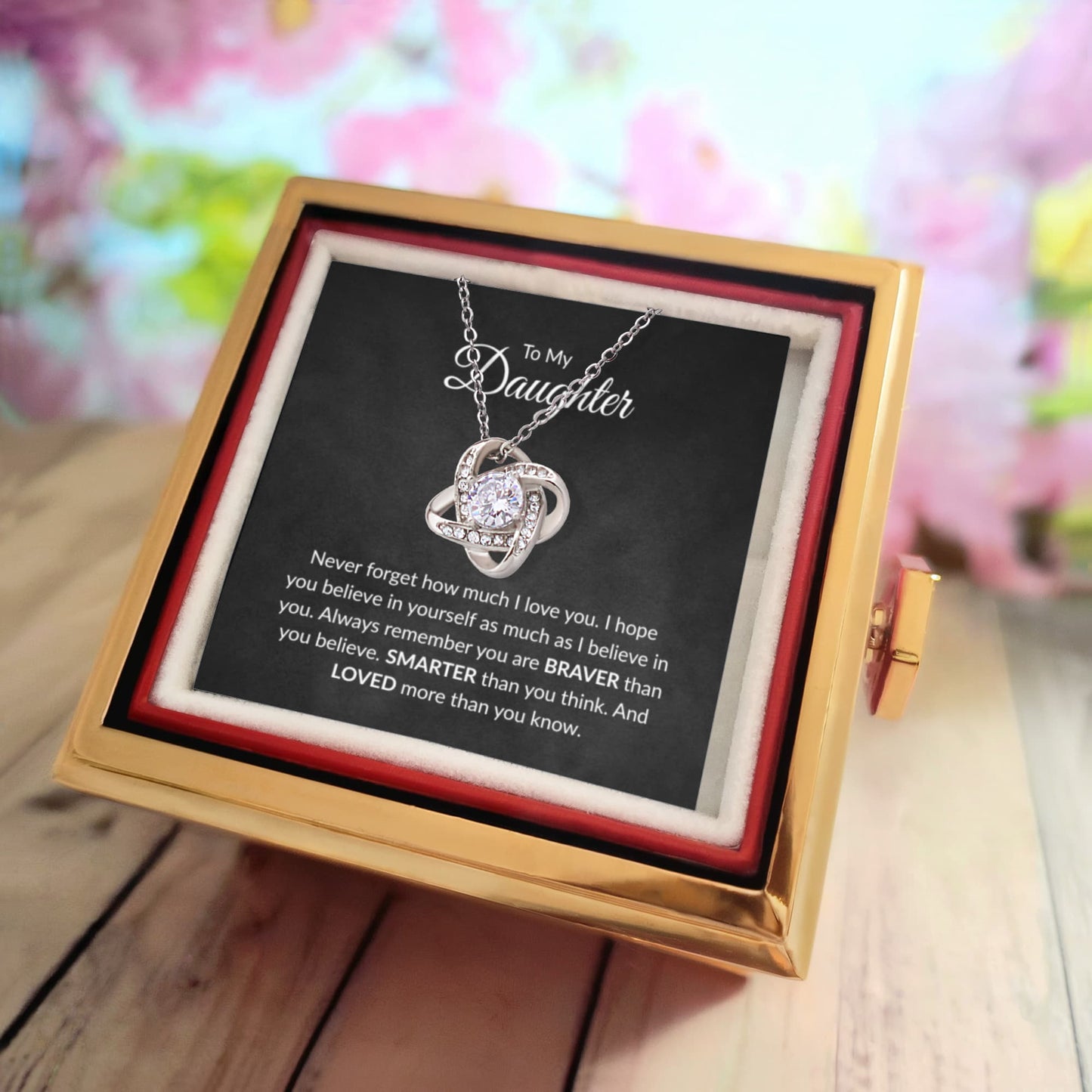 To My Daughter Rotating Rose Gift Box - Never Forget