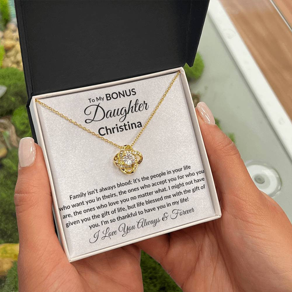 Personalized Bonus Daughter Necklace - Family Isn't Blood.