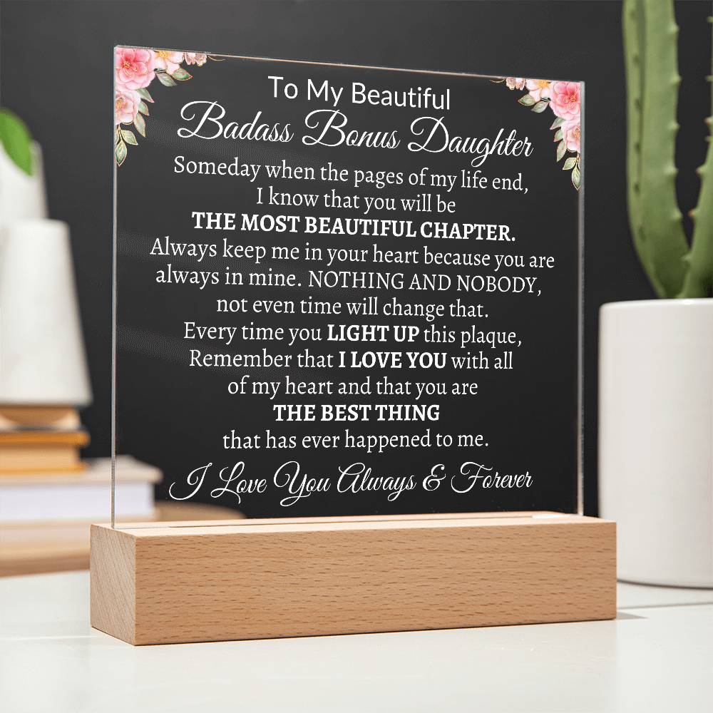 Badass Bonus Daughter | Best Chapter - w LED Corded Base Acrylic Giftinum