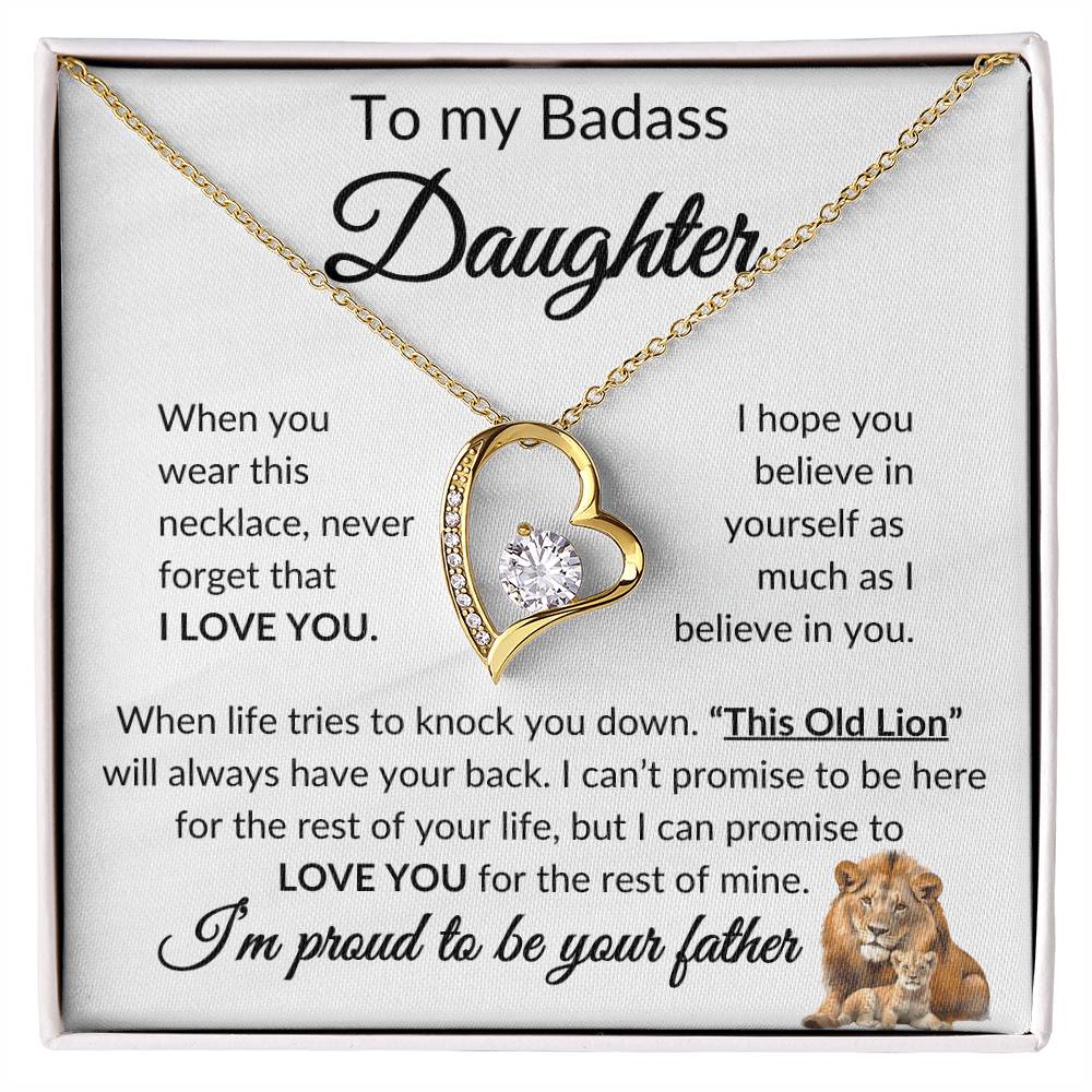 Badass Daughter Necklace | This old lion - w 18k Yellow Gold Finish / Standard Box Jewelry Giftinum