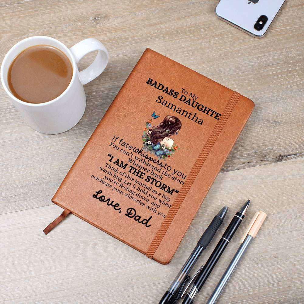 Badass Daughter Vegan Leather Journal Graphic Journal / Love, Dad Giftinum