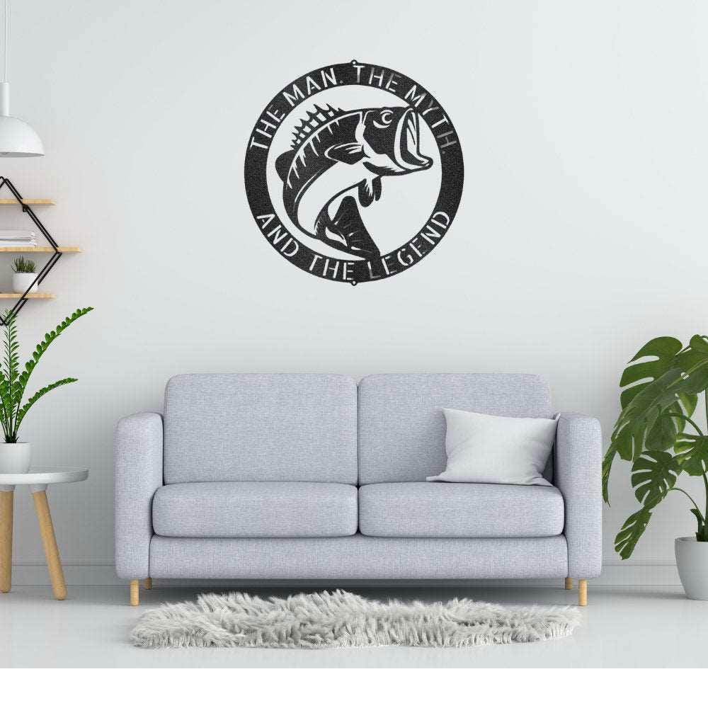 Bass Monogram - Steel Sign Black / 12" Steel Sign Giftinum