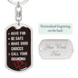 Be Safe Keychain From Grandma Dog Tag with Swivel Keychain (Steel) / Yes Jewelry Giftinum