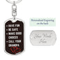 Be Safe Keychain From Grandpa Dog Tag with Swivel Keychain (Steel) / Yes Jewelry Giftinum