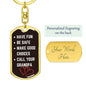 Be Safe Keychain From Grandpa Dog Tag with Swivel Keychain (Gold) / Yes Jewelry Giftinum