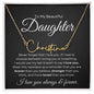 Beautiful Daughter Custom Signature Necklace - Never forget Gold Finish Over Stainless Steel / Standard Box Jewelry Giftinum
