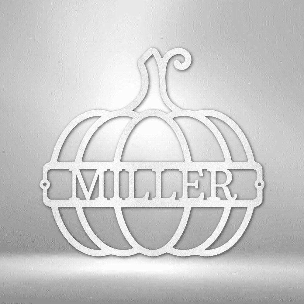 Big Pumpkin Monogram - Steel Sign White / 12" Steel Sign Giftinum