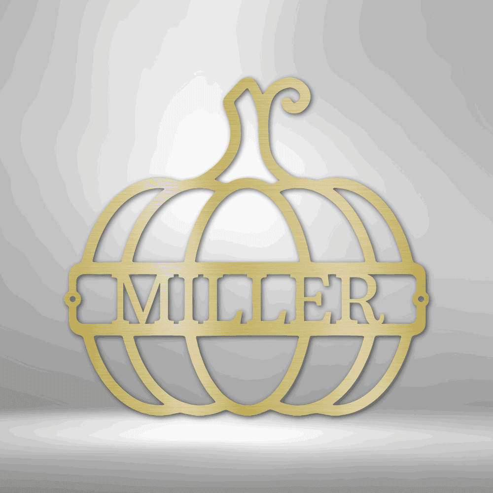 Big Pumpkin Monogram - Steel Sign Gold / 12" Steel Sign Giftinum