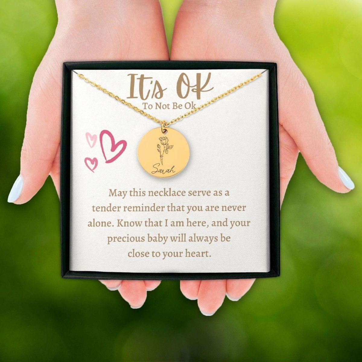 Birth flower Coin Necklace after Loss of Baby January / Without back engraving / Gold Jewelry Giftinum