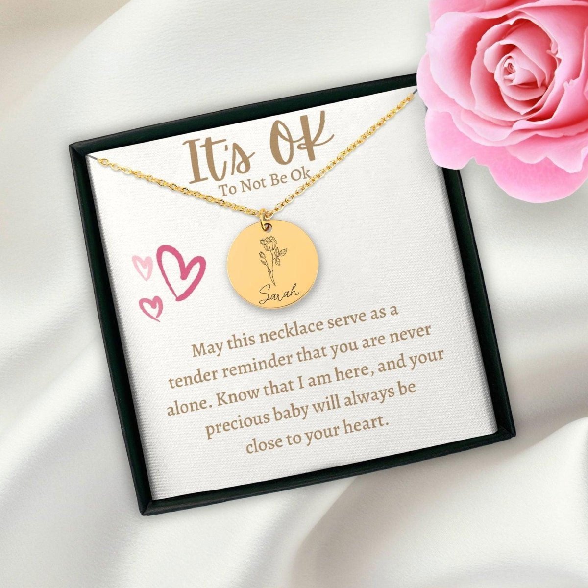 Birth flower Coin Necklace after Loss of Baby January / Without back engraving / Gold Jewelry Giftinum