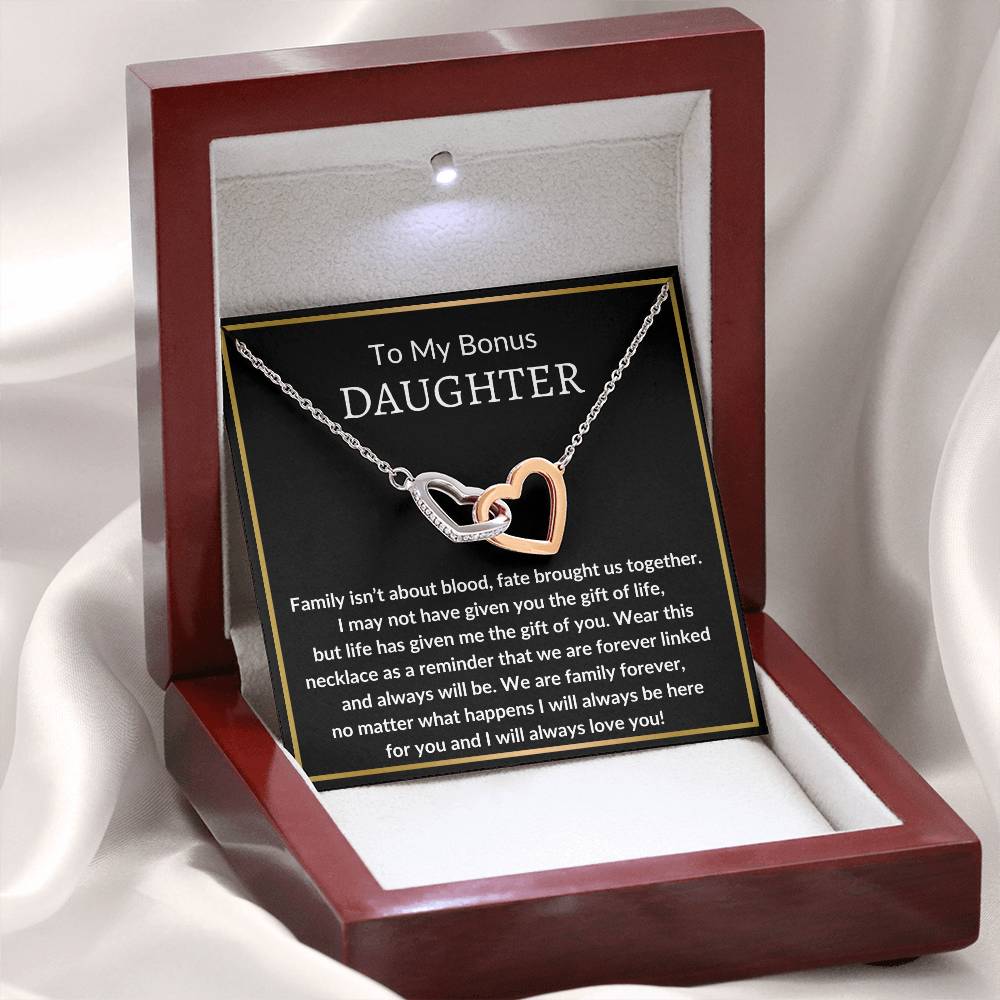 Bonus Daughter | Family isn't about blood 14k White Gold Finish / Luxury Box Jewelry Giftinum