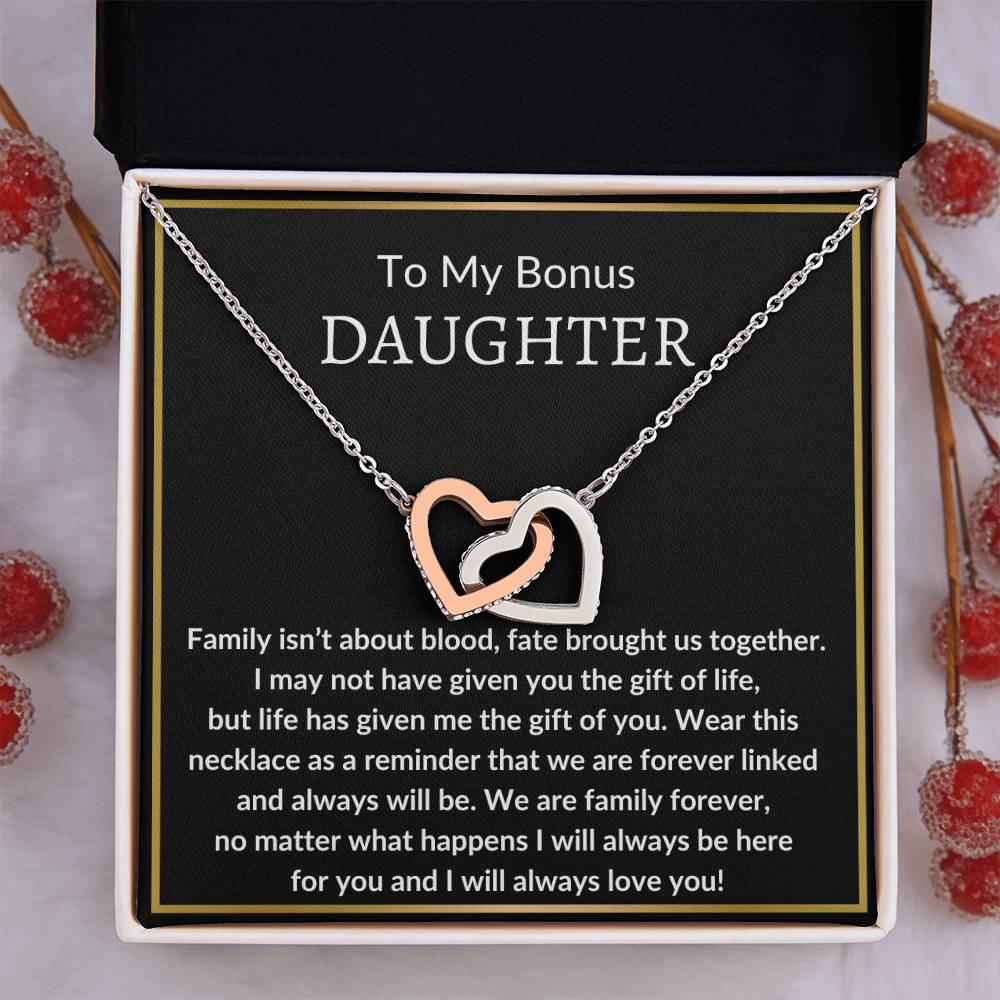 Bonus Daughter | Family isn't about blood 14k White Gold Finish / Standard Box Jewelry Giftinum
