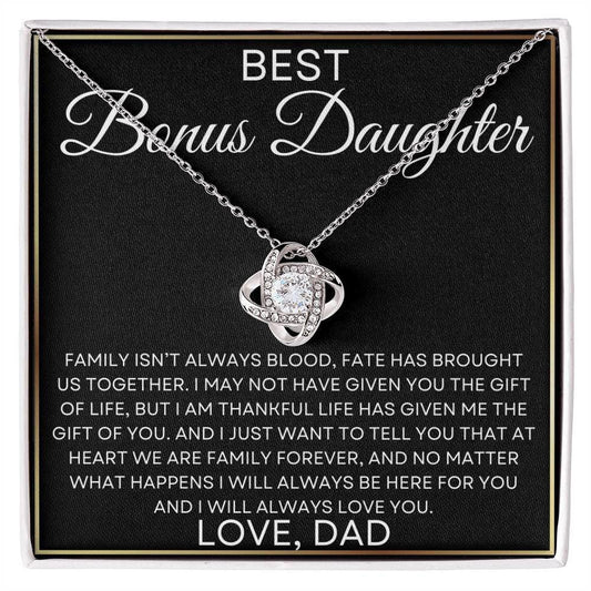 Bonus Daughter - Family isn't about blood 14K White Gold Finish / Standard Box Jewelry Giftinum